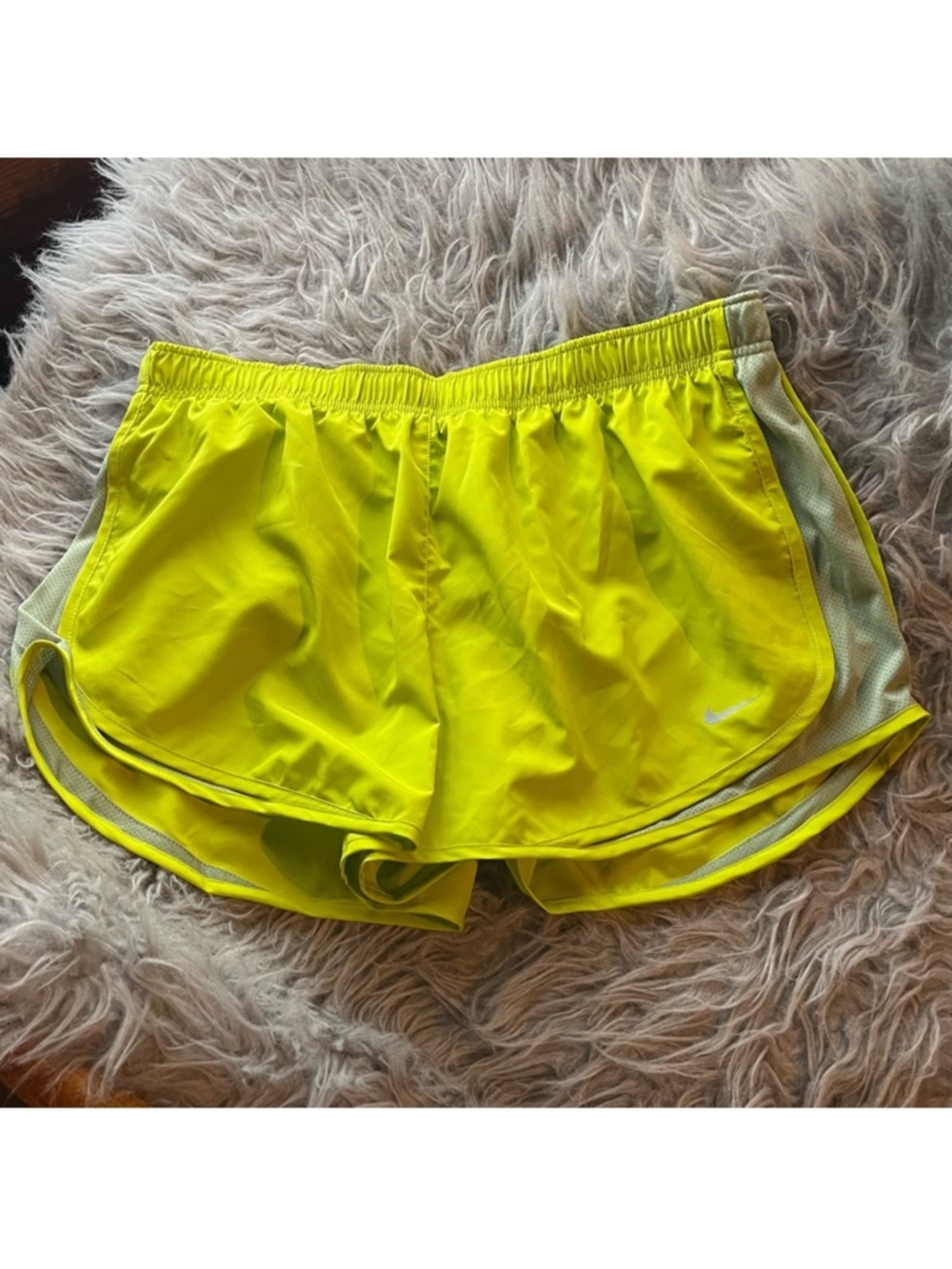 Nike neon yellow dri fit tempo shorts XL NWT
